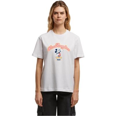 MC1266 Merchcode Damska koszulka Mickey Mouse Los Angeles – Oversize Fit, nadruk Disneya, 100% bawełna, luźny krój, okrągły dekolt, miejski styl uliczny MC1266 Merchcode Damska koszulka Mickey Mouse Los Angeles – Oversize Fit, nadruk Disneya, 100% bawełna, luźny krój, okrągły dekolt, miejski styl uliczny