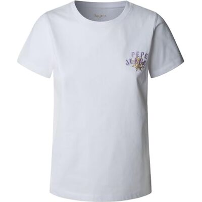 PL506109 Pepe Jeans Amanda T-shirt damski, biały (biały), S, biały (biały), S PL506109 Pepe Jeans Amanda T-shirt damski, biały (biały), S, biały (biały), S