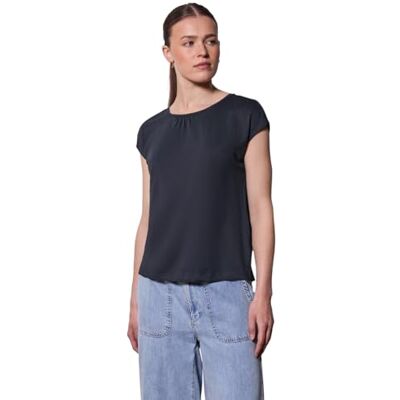 3226421 Street One Studio Damska koszulka basic z marszczeniem, Dark Void Blue, 36 3226421 Street One Studio Damska koszulka basic z marszczeniem, Dark Void Blue, 36