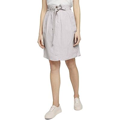 1025864 TOM TAILOR Damski Spódnica lniana z wysokim stanem , 27037 Offwhite Thin Stripe Woven, 34 1025864 TOM TAILOR Damski Spódnica lniana z wysokim stanem , 27037 Offwhite Thin Stripe Woven, 34