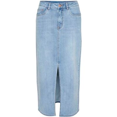 10508064 Kaffe Damski Midi Skirt Denim High-Waisted Regular Fit Zip and Button Zapięcie damskie, Jasnoniebieski sprany dżins, 42 10508064 Kaffe Damski Midi Skirt Denim High-Waisted Regular Fit Zip and Button Zapięcie damskie, Jasnoniebieski sprany dżins, 42