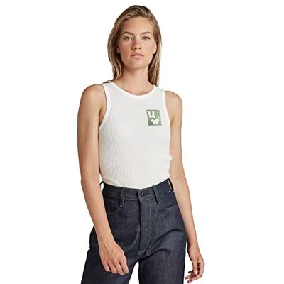 D21214-C983-111 G-STAR RAW Damska koszulka z wąskim bezrękawnikiem, Weiß (Milk C983-111), M D21214-C983-111 G-STAR RAW Damska koszulka z wąskim bezrękawnikiem, Weiß (Milk C983-111), M