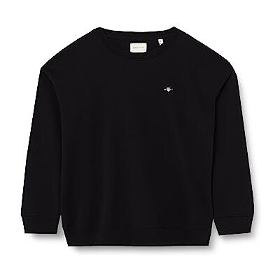 4204675 GANT Damska bluza REL Shield C-Neck Sweat, czarna, standardowa, czarny 4204675 GANT Damska bluza REL Shield C-Neck Sweat, czarna, standardowa, czarny