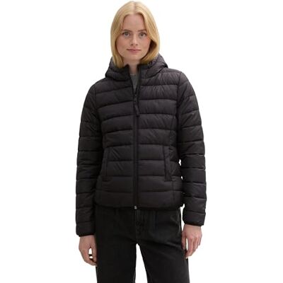 1042098 TOM TAILOR Denim Damski lekki płaszcz pikowany z kapturem, 14482 – Deep Black, XXL 1042098 TOM TAILOR Denim Damski lekki płaszcz pikowany z kapturem, 14482 – Deep Black, XXL