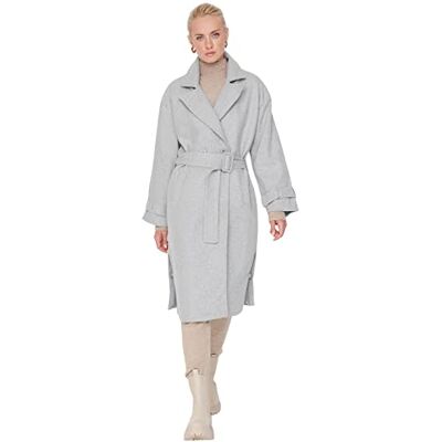 TWOAW22KB0015 Trendyol Damski płaszcz oversize dwurzędowy tkany, szary, 64 TWOAW22KB0015 Trendyol Damski płaszcz oversize dwurzędowy tkany, szary, 64
