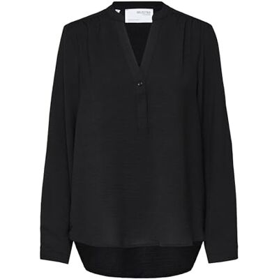 16079688 SELECTED FEMME Damska koszulka z dekoltem w kształcie litery V Straight Fit, czarny, 38 PL 16079688 SELECTED FEMME Damska koszulka z dekoltem w kształcie litery V Straight Fit, czarny, 38 PL