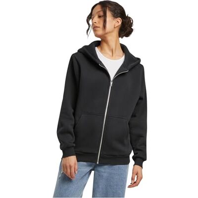 BY290 Build Your Brand Damska bluza z kapturem Fluffy Zip Hoody, przytulna kurtka z kapturem o luźnym kroju, do noszenia na co dzień i w czasie wolnym, czarny, L BY290 Build Your Brand Damska bluza z kapturem Fluffy Zip Hoody, przytulna kurtka z kapturem o luźnym kroju, do noszenia na co dzień i w czasie wolnym, czarny, L