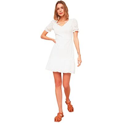 TWOSS21EL2089 Trendyol Women's Brodel Collar sukienka szczegółowa, biała, 36 TWOSS21EL2089 Trendyol Women's Brodel Collar sukienka szczegółowa, biała, 36