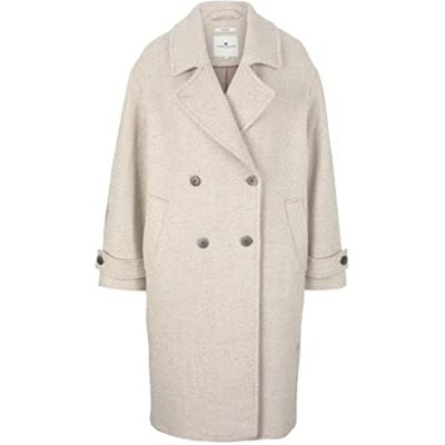 1026982 TOM TAILOR Damski Wzorzysty płaszcz wełniany o luźnym kroju , 27581 Beige Herringbone Structure, XL 1026982 TOM TAILOR Damski Wzorzysty płaszcz wełniany o luźnym kroju , 27581 Beige Herringbone Structure, XL