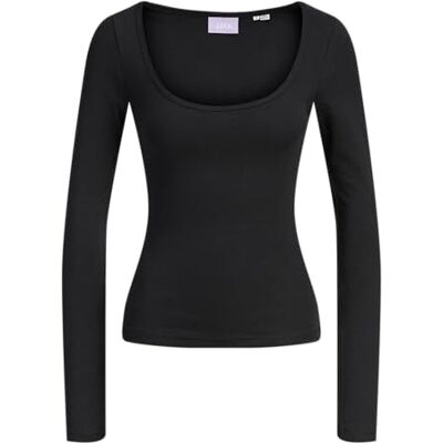 12280468-4792966 JACK & JONES Jxstar Ls U Neck Top JRS Noos, czarny, L 12280468-4792966 JACK & JONES Jxstar Ls U Neck Top JRS Noos, czarny, L