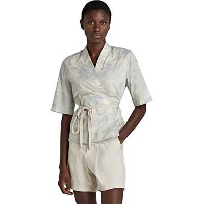 D21496-C317-D213 G-STAR RAW Damska bluzka Etd Wrap Top Ss Blouse, Koszula Damska, Multicolor (Whitebait Woodland Camo C317-d213), S D21496-C317-D213 G-STAR RAW Damska bluzka Etd Wrap Top Ss Blouse, Koszula Damska, Multicolor (Whitebait Woodland Camo C317-d213), S