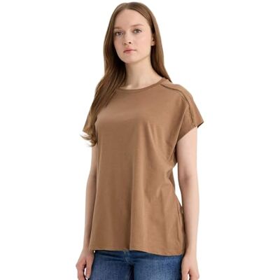 236257463 DeFacto Damska koszulka oversize Crop Tops – klasyczna koszulka basic dla kobiet – wygodna koszulka oversize dla kobiet, brązowy (lt.brown), M 236257463 DeFacto Damska koszulka oversize Crop Tops – klasyczna koszulka basic dla kobiet – wygodna koszulka oversize dla kobiet, brązowy (lt.brown), M