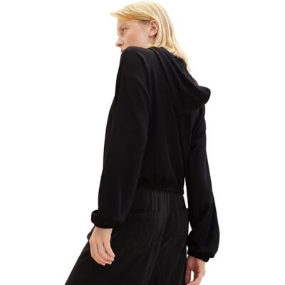 1038369 TOM TAILOR Denim Damska bluza z kapturem z długim rękawem, 14482-Deep Black, L 1038369 TOM TAILOR Denim Damska bluza z kapturem z długim rękawem, 14482-Deep Black, L