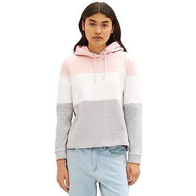 1039807 TOM TAILOR Denim Damska bluza z kapturem Colorblock, 14557-light English Rose, XL 1039807 TOM TAILOR Denim Damska bluza z kapturem Colorblock, 14557-light English Rose, XL