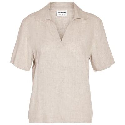 27028730 NOISY MAY Nmleilani S/S Polo Top WVN Noos, naturalny, XS 27028730 NOISY MAY Nmleilani S/S Polo Top WVN Noos, naturalny, XS