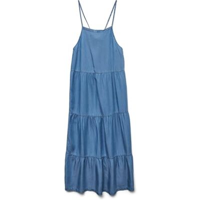 10326075-4696002 Vero Moda Vmfleur Sl 7/8-warstwowa sukienka Ga, niebieski (medium blue denim), M 10326075-4696002 Vero Moda Vmfleur Sl 7/8-warstwowa sukienka Ga, niebieski (medium blue denim), M