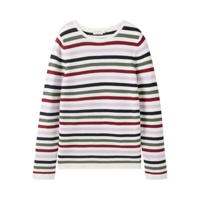 1016350 TOM TAILOR Sweter damski, 36570 wzór Red Green Knit Stripe, L 1016350 TOM TAILOR Sweter damski, 36570 wzór Red Green Knit Stripe, L