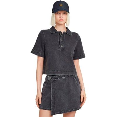 D26086 G-STAR RAW Damska bluza Overdyed Polo Ss Sw Wmn, Czarny (Dk Black Marble Gd -d966-h261), M D26086 G-STAR RAW Damska bluza Overdyed Polo Ss Sw Wmn, Czarny (Dk Black Marble Gd -d966-h261), M