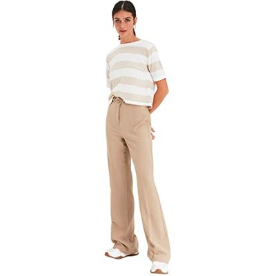 TWOAW21PL0617 Trendyol Damskie spodnie norek prosty krój, norka, 38 TWOAW21PL0617 Trendyol Damskie spodnie norek prosty krój, norka, 38