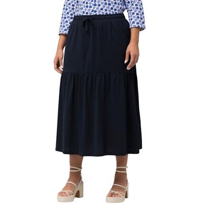 829068 Ulla Popken Odzież damska Plus Size Curvy Elastyczna Talia Falbanka Panel Jersey Spódnica , granatowy, 20-52 829068 Ulla Popken Odzież damska Plus Size Curvy Elastyczna Talia Falbanka Panel Jersey Spódnica , granatowy, 20-52