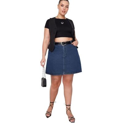 TBBAW23AZ00042 Trendyol Damska damska mini linia A skater tkana spódnica plus size, niebieska, 3XL, NIEBIESKI, 3XL (Duże Rozmiary) TBBAW23AZ00042 Trendyol Damska damska mini linia A skater tkana spódnica plus size, niebieska, 3XL, NIEBIESKI, 3XL (Duże Rozmiary)