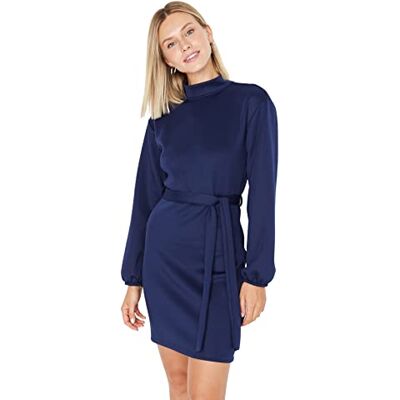 TWOAW23EL00370 Trendyol Damska mini obcisła sukienka z dzianiny, NIEBIESKI, S TWOAW23EL00370 Trendyol Damska mini obcisła sukienka z dzianiny, NIEBIESKI, S