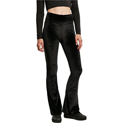 TB4551 Urban Classics Damskie legginsy z wysokim stanem Boot Cut z aksamitnego materiału z wysokim stanem, szerokie zakończenia nogawek, rozmiar XS do 5XL, czarny, S TB4551 Urban Classics Damskie legginsy z wysokim stanem Boot Cut z aksamitnego materiału z wysokim stanem, szerokie zakończenia nogawek, rozmiar XS do 5XL, czarny, S
