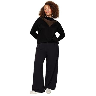 TBBAW24AN00008 Trendyol Damska prosta bluza z długimi rękawami w rozmiarze plus size, czarny, 5XL Duże rozmiary TBBAW24AN00008 Trendyol Damska prosta bluza z długimi rękawami w rozmiarze plus size, czarny, 5XL Duże rozmiary