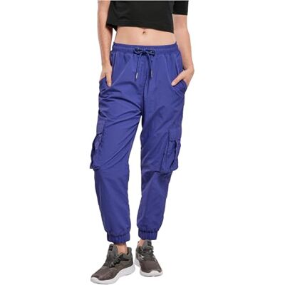 TB3636 Urban Classics Damskie spodnie z wysokim stanem, marszczone, nylonowe, cargo, z naszytymi kieszeniami, w wielu kolorach, rozmiary XS-5XL, purpurowy, XS TB3636 Urban Classics Damskie spodnie z wysokim stanem, marszczone, nylonowe, cargo, z naszytymi kieszeniami, w wielu kolorach, rozmiary XS-5XL, purpurowy, XS
