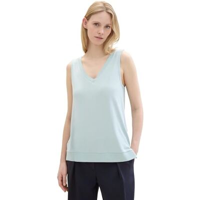 1041551 TOM TAILOR Damski Basic Tank top z prążkowanymi detalami, 30463 Dusty Mint Blue, XXL 1041551 TOM TAILOR Damski Basic Tank top z prążkowanymi detalami, 30463 Dusty Mint Blue, XXL