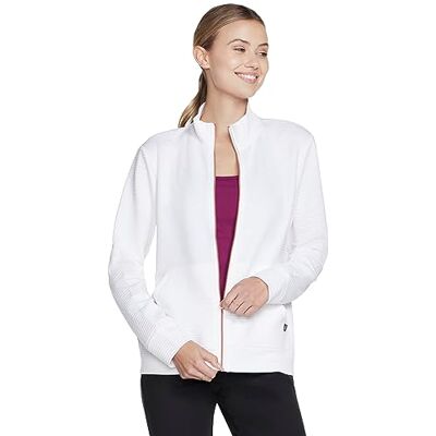 W3JA261 Skechers Hoodless Hoodie Gowalk Everywhere kurtka damska biała, 100 Wht White, S W3JA261 Skechers Hoodless Hoodie Gowalk Everywhere kurtka damska biała, 100 Wht White, S