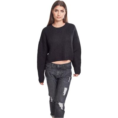 TB2359-00007 Urban Classics Ladies Wide Oversize Sweater Bluza Kobiety , black , XS TB2359-00007 Urban Classics Ladies Wide Oversize Sweater Bluza Kobiety , black , XS