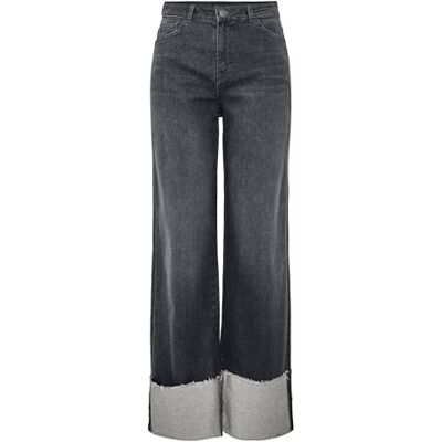 17154818 PCPIL HW Straight FOLD UP Jeans, szary denim, 27 17154818 PCPIL HW Straight FOLD UP Jeans, szary denim, 27