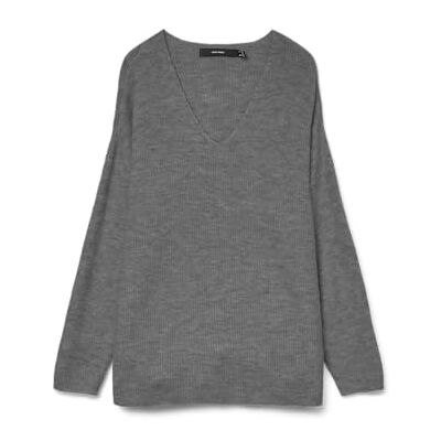 10233357 Vero Moda Vmcrewlefile Ls V-neck Blouse Noos SEREK SWETER Kobiety , Medium Grey Melange , S 10233357 Vero Moda Vmcrewlefile Ls V-neck Blouse Noos SEREK SWETER Kobiety , Medium Grey Melange , S