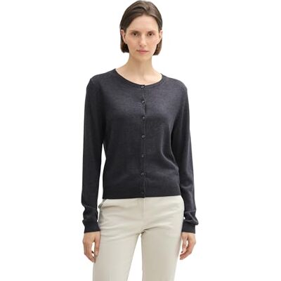 1042965 TOM TAILOR Damski kardigan z dzianiny, 30281 Evident Anthracite Melange, M 1042965 TOM TAILOR Damski kardigan z dzianiny, 30281 Evident Anthracite Melange, M