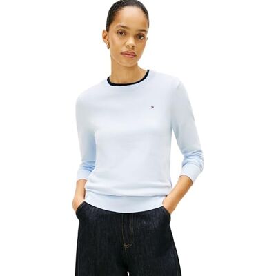WW0WW44984C1OXXS TOMMY HILFIGER Damska koszulka CO STITCH C-NK LS SWT WW0WW44984, niebieska, XXS, Niebieski (Breezy Blue), XXS WW0WW44984C1OXXS TOMMY HILFIGER Damska koszulka CO STITCH C-NK LS SWT WW0WW44984, niebieska, XXS, Niebieski (Breezy Blue), XXS