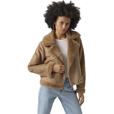 10290150 VERO MODA Vmpeggy Faux Suede Jacket Boos kurtka damska, Tigers Eye, XL 10290150 VERO MODA Vmpeggy Faux Suede Jacket Boos kurtka damska, Tigers Eye, XL