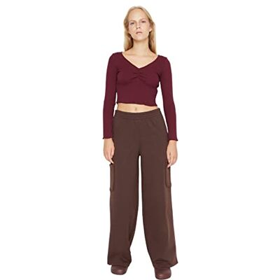 TWOAW23PL00192 Trendyol Damskie spodnie luźne, brązowe, L, Brązowy, L TWOAW23PL00192 Trendyol Damskie spodnie luźne, brązowe, L, Brązowy, L