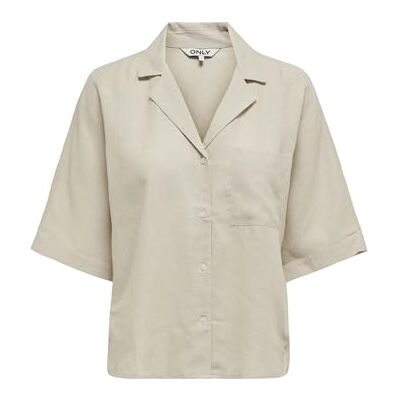 15314215 ONLY Onltokyo S/S Linen Blend Shirt PNT Noos bluzka damska, Moonbeam, S 15314215 ONLY Onltokyo S/S Linen Blend Shirt PNT Noos bluzka damska, Moonbeam, S