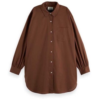 U9B00628T Scotch & Soda Damska koszulka z bawełny Oversized Light Weight, Cold Brew, 42 U9B00628T Scotch & Soda Damska koszulka z bawełny Oversized Light Weight, Cold Brew, 42