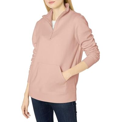 AE18111988-Pink-Small Amazon Essentials Damska bluza polarowa z długim rękawem i zamkiem błyskawicznym (dostępna w rozmiarze plus), jasnoróżowa, S AE18111988-Pink-Small Amazon Essentials Damska bluza polarowa z długim rękawem i zamkiem błyskawicznym (dostępna w rozmiarze plus), jasnoróżowa, S