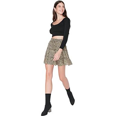 TWOAW23ET00077 Trendyol Damska mini sukienka typu skater tkana spódnica, ŻÓŁTY, 64 TWOAW23ET00077 Trendyol Damska mini sukienka typu skater tkana spódnica, ŻÓŁTY, 64