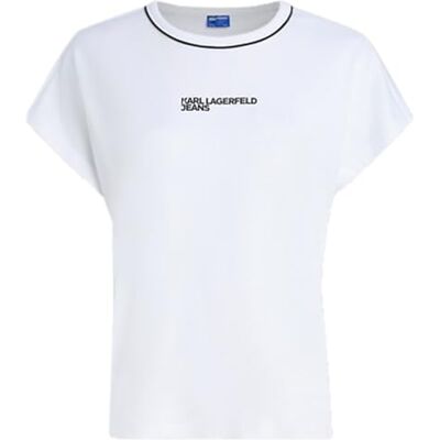 A3W17098100XL Karl Lagerfeld Jeans, Damskie, Drapey Logo Tee, Regular Fit, Biały, XL A3W17098100XL Karl Lagerfeld Jeans, Damskie, Drapey Logo Tee, Regular Fit, Biały, XL