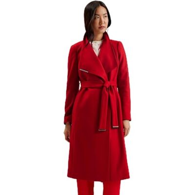 S278149 Ted Baker Damski płaszcz wełniany z paskiem WMO-Rose-Midi, BRT-RED, 42 S278149 Ted Baker Damski płaszcz wełniany z paskiem WMO-Rose-Midi, BRT-RED, 42