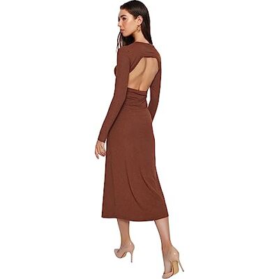 TWOAW24EL00189 Trendyol FeMan Bodycon Sukienka dzianinowa o dopasowanym kroju, brązowy, M, Brązowy, M TWOAW24EL00189 Trendyol FeMan Bodycon Sukienka dzianinowa o dopasowanym kroju, brązowy, M, Brązowy, M