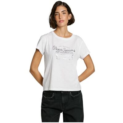 PL506068800XS PEPE JEANS Koszulka damska Rosabella, biały, XS PL506068800XS PEPE JEANS Koszulka damska Rosabella, biały, XS