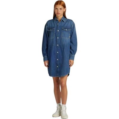 D24353 G-STAR RAW Luźna sukienka dżinsowa, Niebieski (Faded Noosa Blue -d252-g310), XXS D24353 G-STAR RAW Luźna sukienka dżinsowa, Niebieski (Faded Noosa Blue -d252-g310), XXS