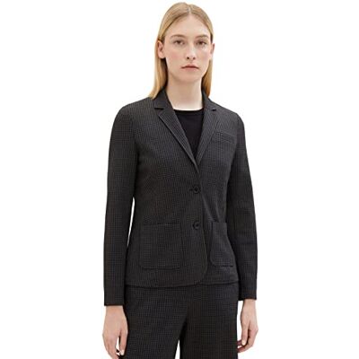 1038801 TOM TAILOR Damska marynarka ze wzorem w kratkę, 33237-grey Black Tiny Check, 44, 33237-Grey Black Tiny Ck Check, 44 duże rozmiary 1038801 TOM TAILOR Damska marynarka ze wzorem w kratkę, 33237-grey Black Tiny Check, 44, 33237-Grey Black Tiny Ck Check, 44 duże rozmiary