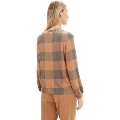 1038171 TOM TAILOR Damska koszulka z długim rękawem ze wzorem, 32499-Blush Navy Cosy Check, XL 1038171 TOM TAILOR Damska koszulka z długim rękawem ze wzorem, 32499-Blush Navy Cosy Check, XL