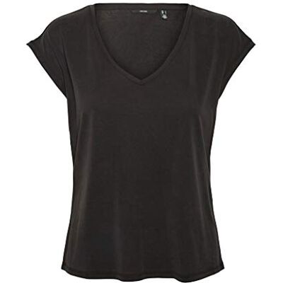 10247666 Vero Moda Vmfilli Ss V-neck Tee Ga Noos Koszulka Kobiety, czarny, XS 10247666 Vero Moda Vmfilli Ss V-neck Tee Ga Noos Koszulka Kobiety, czarny, XS